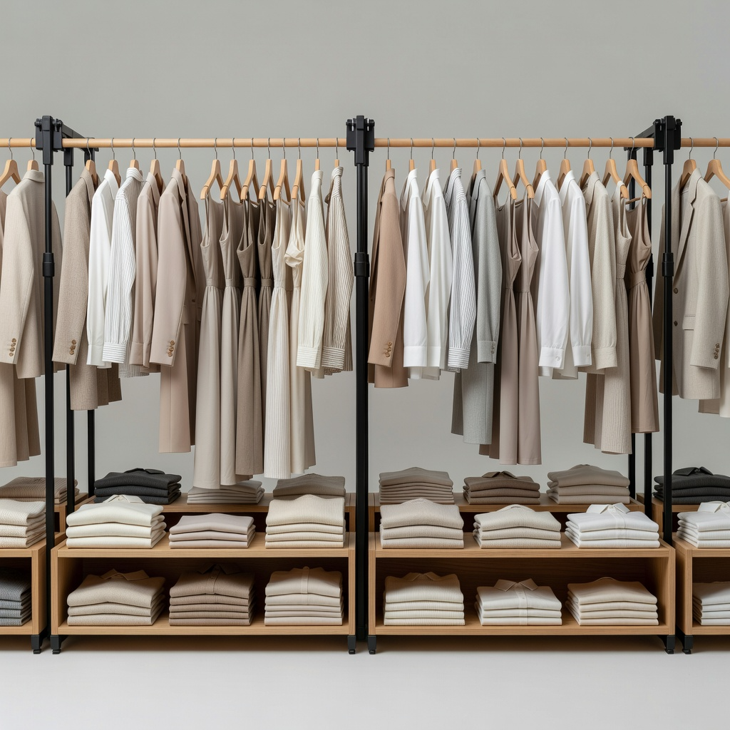 Rustic Beige Straight Wardrob Design with Island